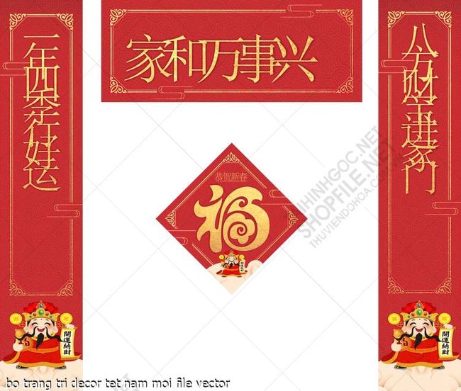 bo trang tri decor tet nam moi file vector